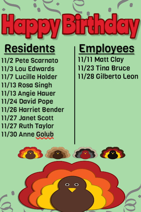 NOVEMBER BIRTHDAYS | PosterMyWall