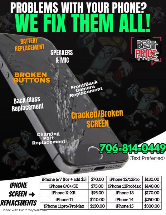 Cell Phone repair service flyer blue PosterMyWall