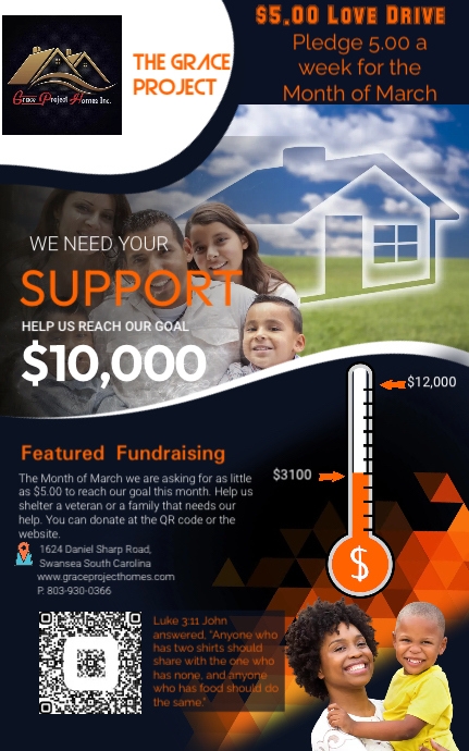 Black fundraising post with thermometer | PosterMyWall