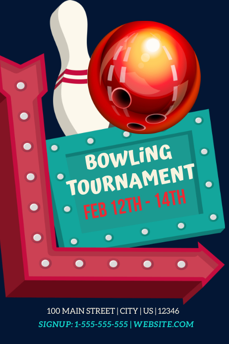 Bowling Party Event Template โปสเตอร์