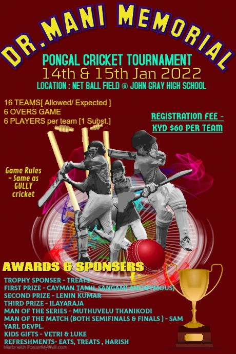 Copy of Copy of Cricket Flyer Poster for tournaments | PosterMyWall