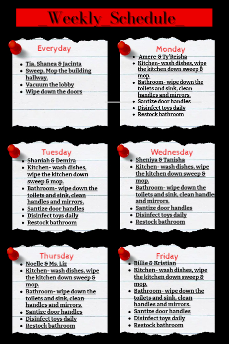 Weekly Schedule Poster Template