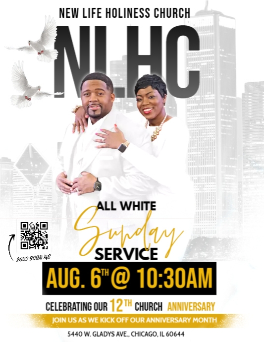 2023 All White Sunday Flyer (US Letter) template