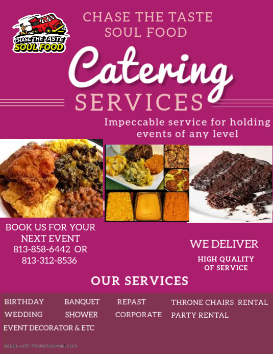 Pink Ribbon Food Service Pink and Purple Food Catering Service Flyer T | PosterMyWall