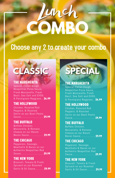 Lunch Combo Menu Template | PosterMyWall
