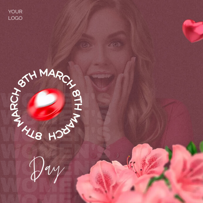 8th march Women's day with flowers Instagram Post template