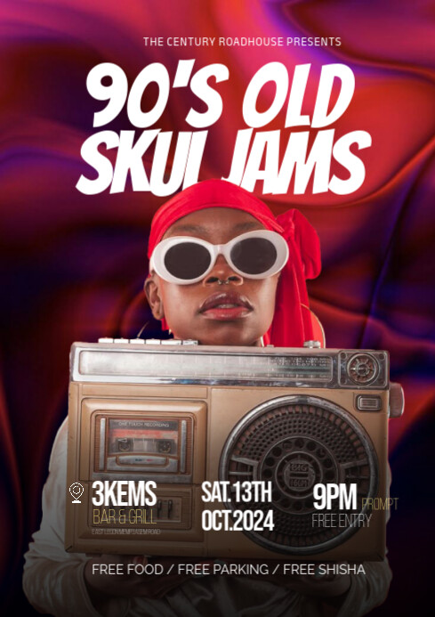90's Old School Jams Party Design Template A4