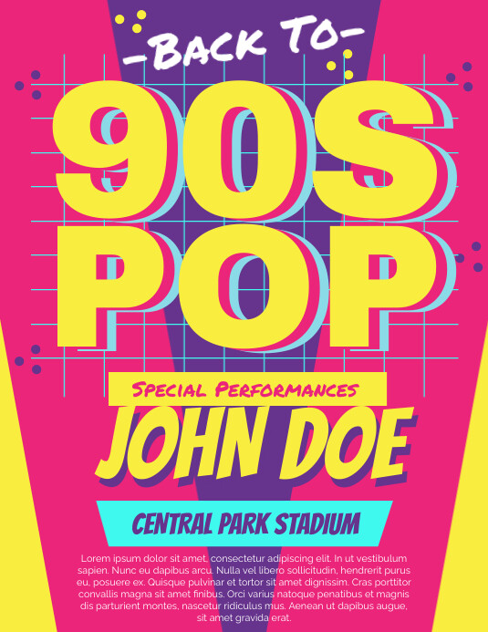 90s Music Flyer Template Ulotka (US Letter)