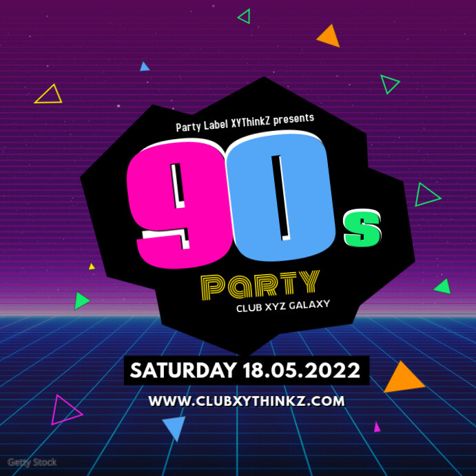 90's Party 90er Oldschool Retro Event 90er instagram 80s ad Template ...
