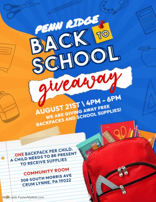 Back To School Supply Giveaway Flyer PosterMyWall