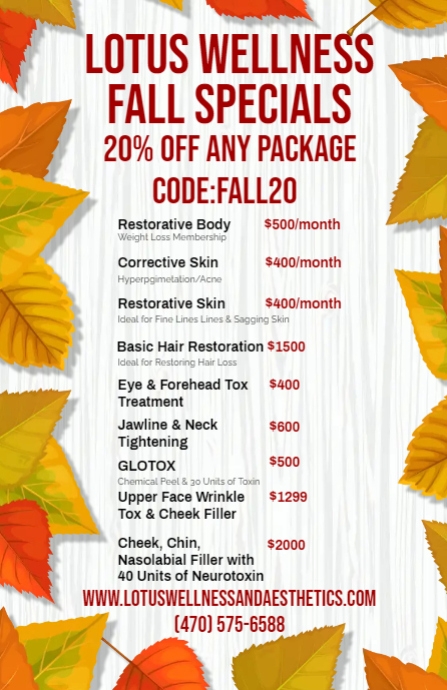 Fall Injection Promo Copy of Fall Specials | PosterMyWall