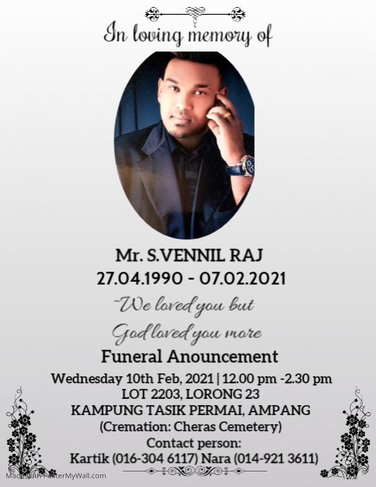 Copy of Funeral announcement poster PosterMyWall