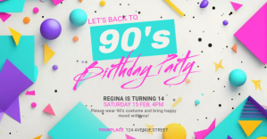 90s Birthday Party invitation template Imagen Compartida en Facebook