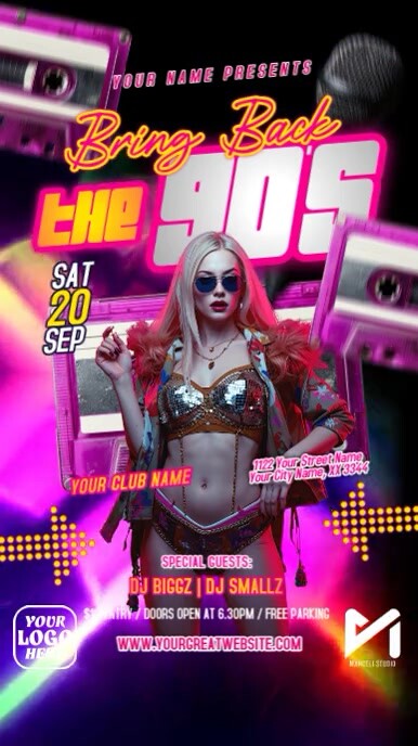90s Party Video Digital Display (9:16) template