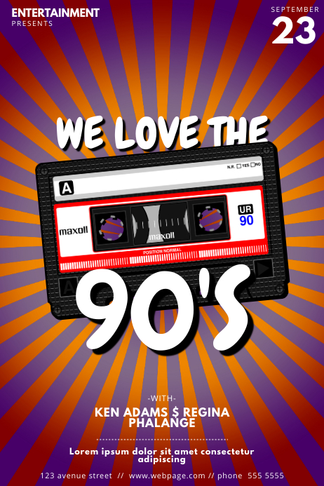 90s Retro Vintage Party event disco flyer template | PosterMyWall