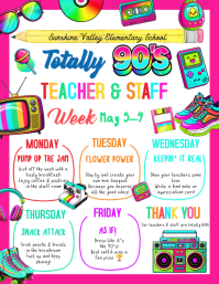 90s Theme Teacher Appreciation Week, 90s teacher appreciation, teacher appreciation week, Løbeseddel (US Letter) template