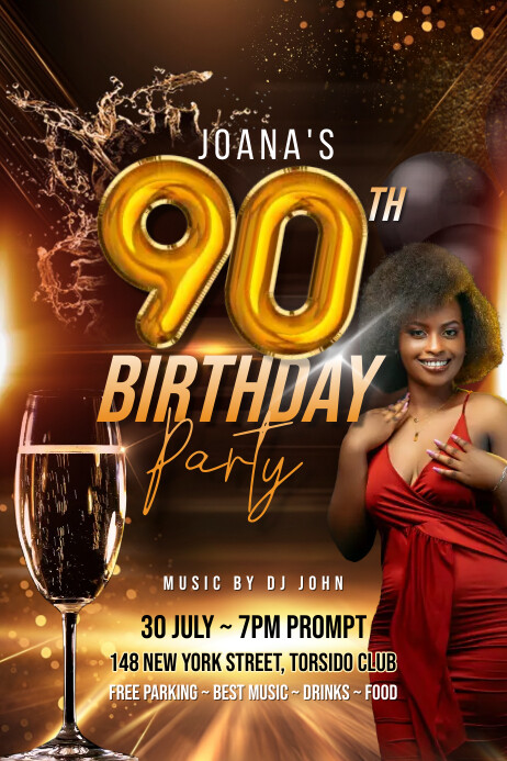 90th Birthday Party Poster template