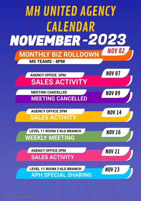 Copy of events schedule | PosterMyWall