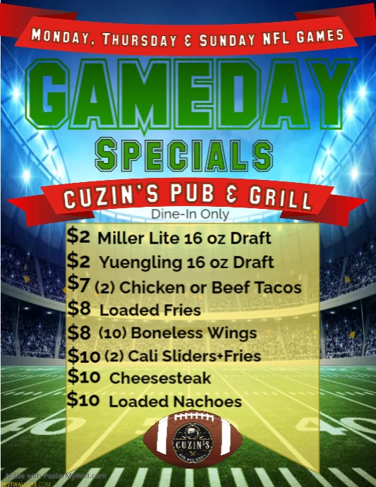 Game DAY SPecials Flyer PosterMyWall game-day-specials-flyer-postermywall