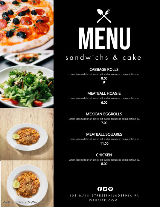 Black Italian Food Menu Design | PosterMyWall