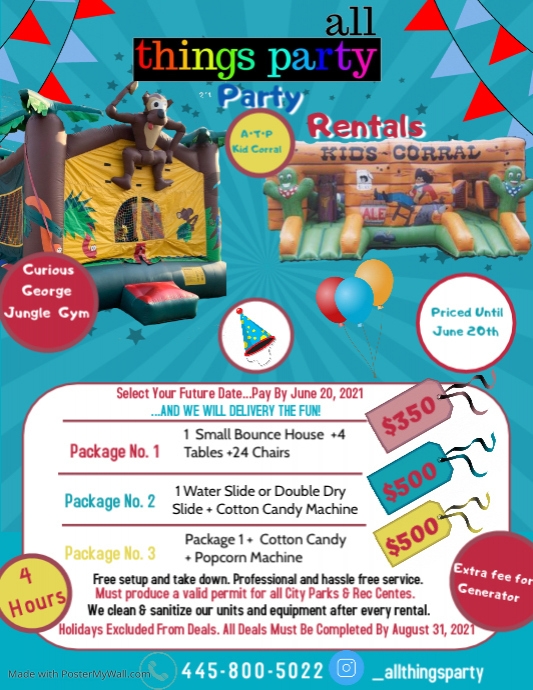 Moon Bounce Rental Flyer PosterMyWall