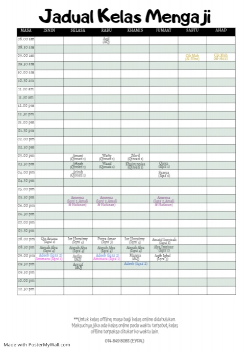 Copy of Copy of Schedule Jadual | PosterMyWall