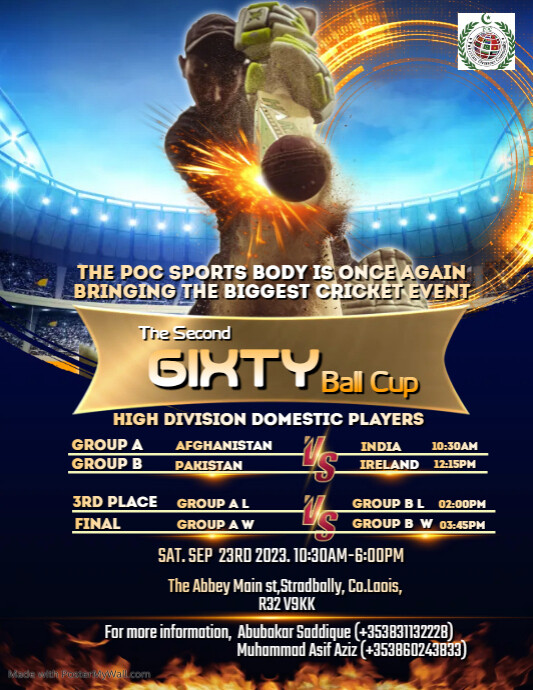 Cricket tournament flyer design template