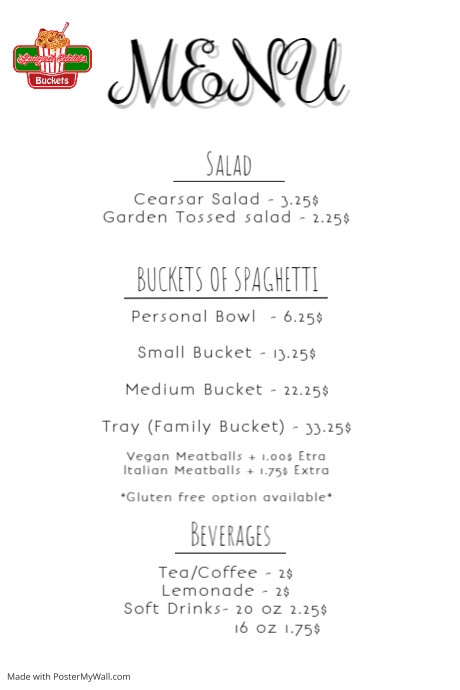 Copy of Simple printable black and white menu template | PosterMyWall