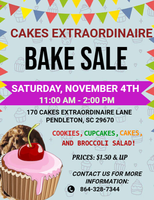 CAKES EXTRAORDINAIRE BAKE SALE PosterMyWall