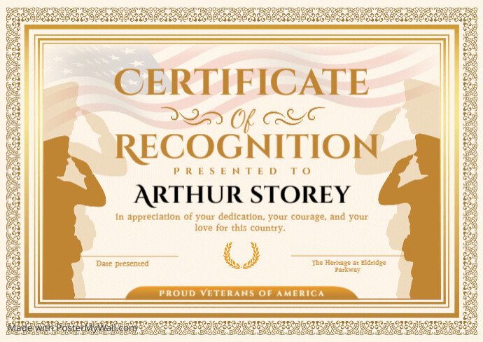 Veterans Recognition Certificate Template | PosterMyWall