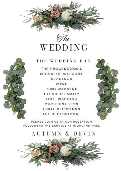 Wedding Schedule Template PosterMyWall