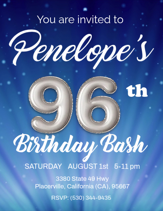 96th Lettering 96th birthday Template | PosterMyWall