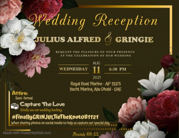 Sample Reception Poster Print Wedding Reception | PosterMyWall