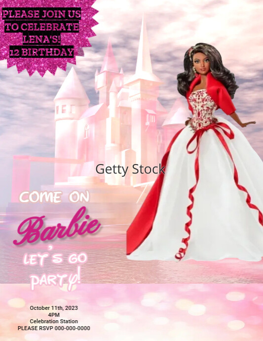 barbie party templates, birthday invitation, Flyer (US Letter)