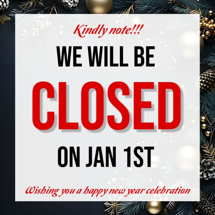 Closed for new year Instagram Post template