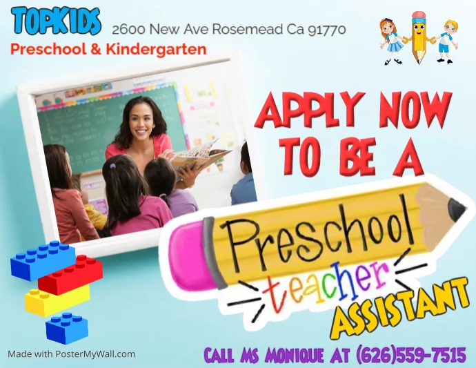 Preschool Teacher Job Vacancies | PosterMyWall