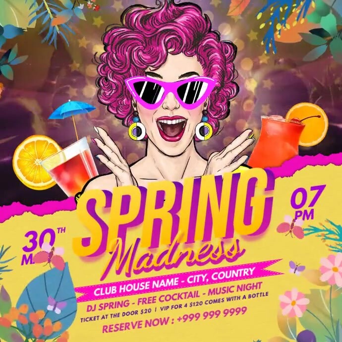 Spring Break Party Post Template | PosterMyWall