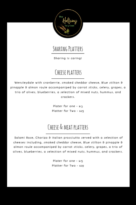Copy of Copy of Copy of Simple printable black and white menu template ...