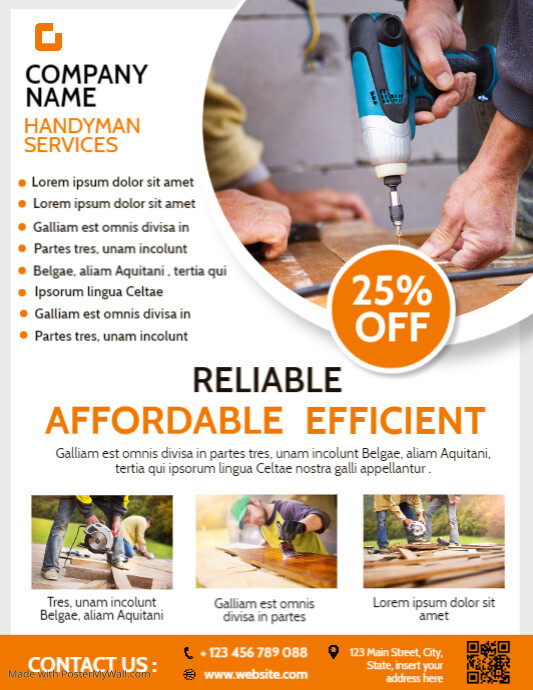 handyman services flyer advertisement orange