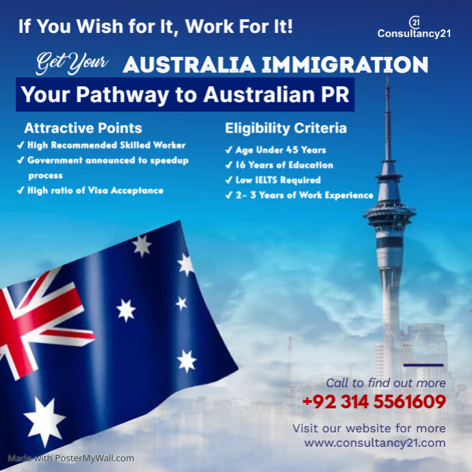 Light blue New Zealand Immigration Post | PosterMyWall