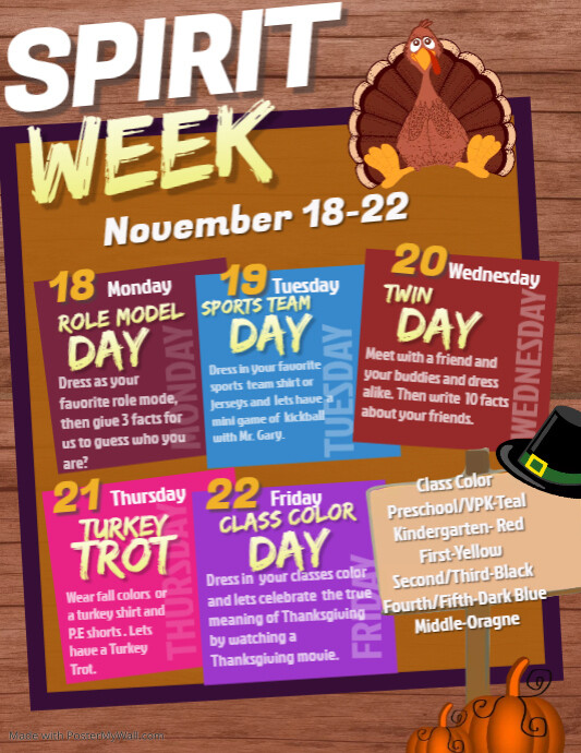 Peace Thanksgiving Spirit Week Flyer | PosterMyWall