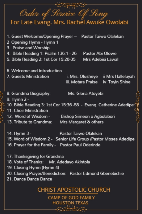 Service of Song Poster template