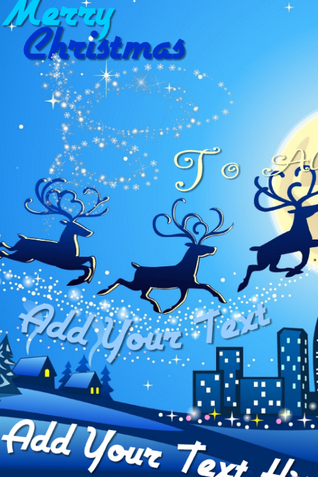 Christmas Holiday Party Invite Card Eve Bash Reindeer Sleigh Santa Night Decor Retail Poster template