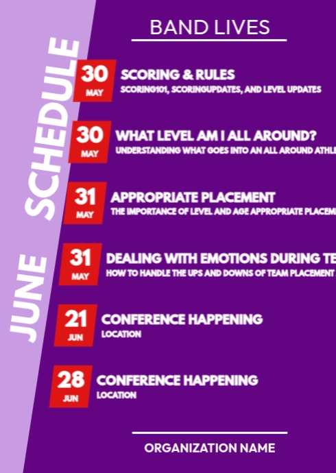JUNE SCHEDULE TEMPLATE PosterMyWall