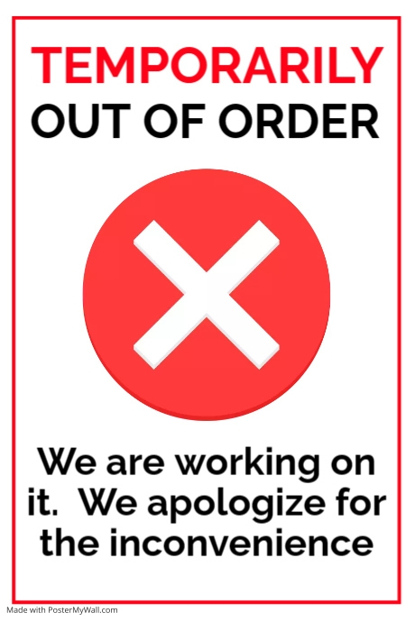 Out of Order Door Sign | PosterMyWall