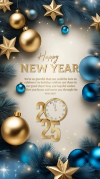 Happy New Year 2025 Greeting Card Instagram Story. (1) template