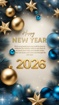 Happy New Year 2025 Greeting Card Instagram Story. (1) template