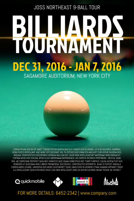 Billiards Tournament Poster Template | PosterMyWall