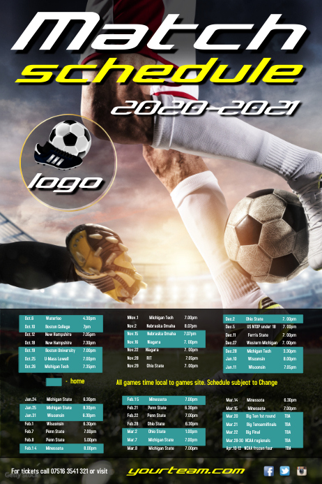 Football team schedule Template | PosterMyWall Football team schedule Template | PosterMyWall