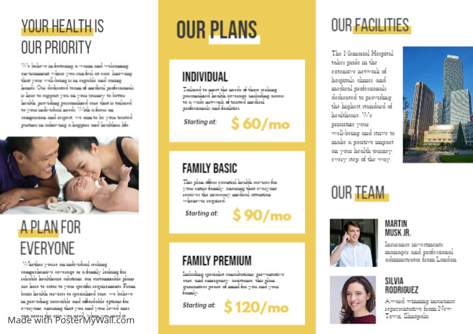 Health and Insurance Trifold Brochure Templat